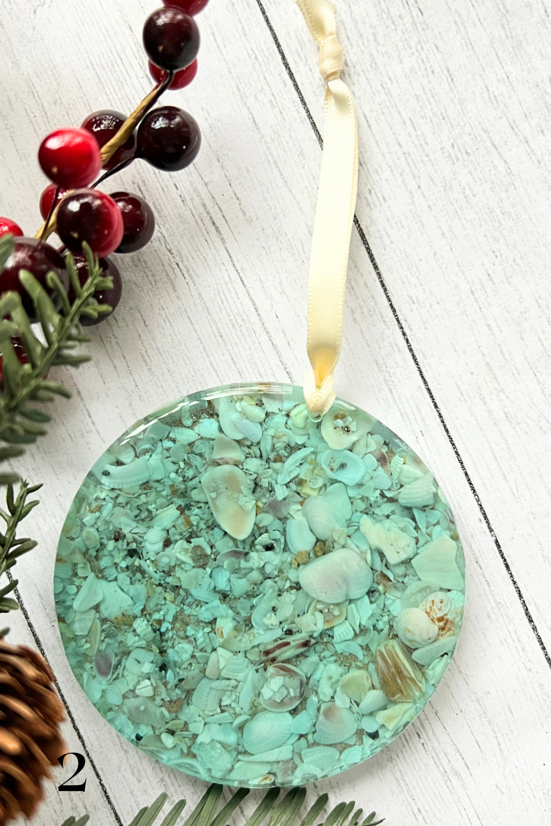 Light Aqua | CrushedShell Resin Ornaments