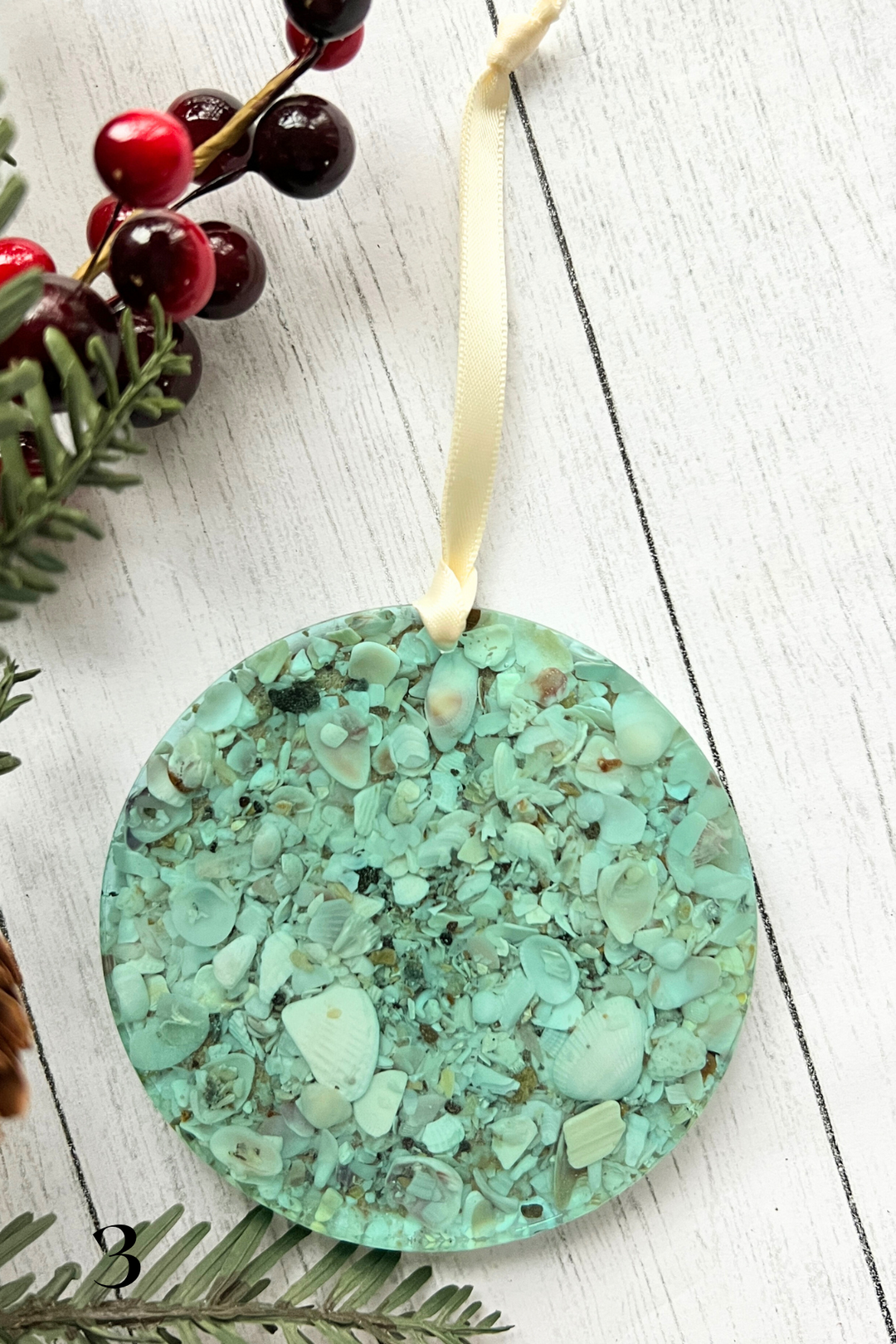 Light Aqua | CrushedShell Resin Ornaments