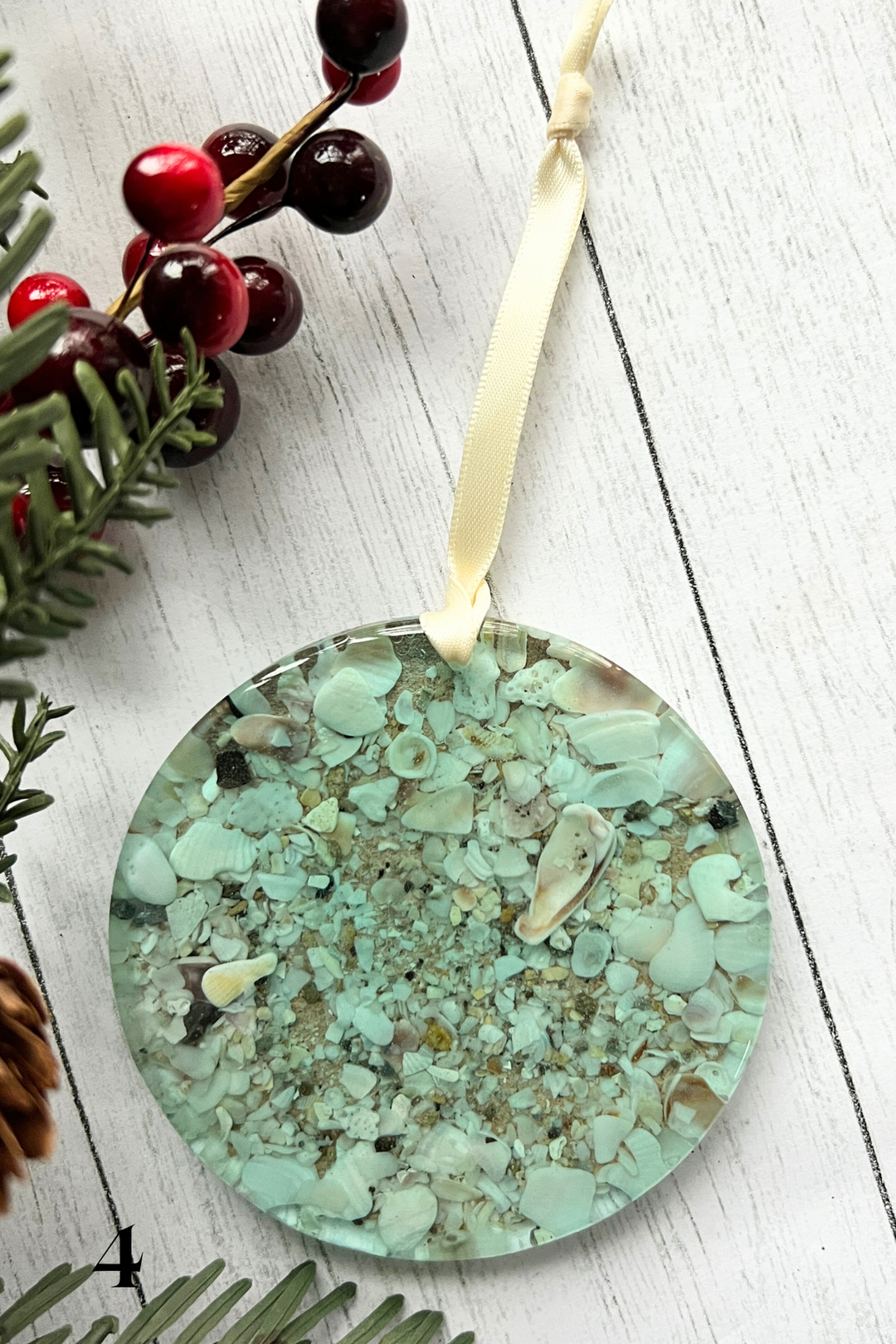 Light Aqua | CrushedShell Resin Ornaments