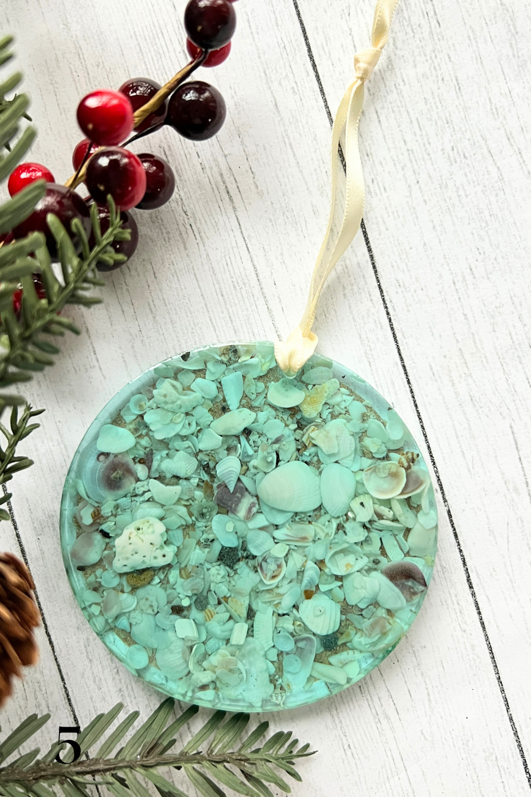 Light Aqua | CrushedShell Resin Ornaments