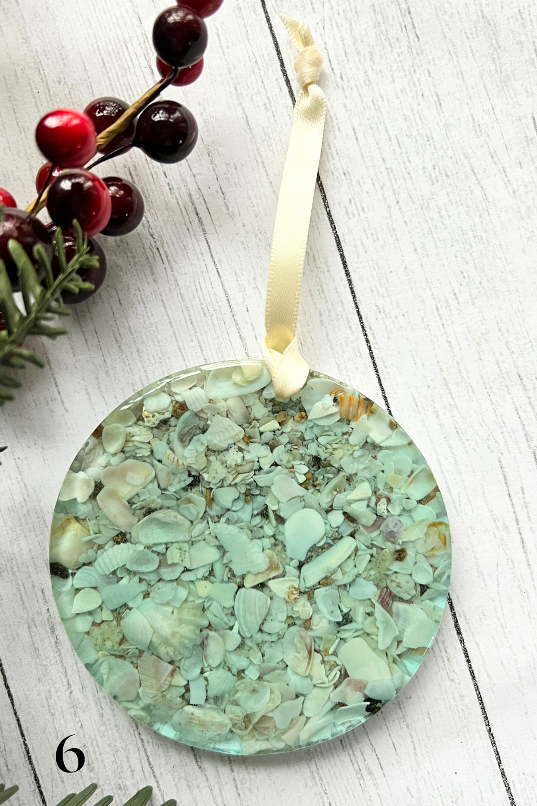 Light Aqua | CrushedShell Resin Ornaments