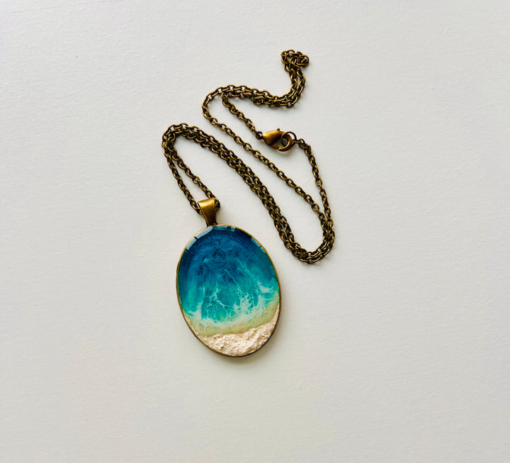 Large Wave Pendant Necklace